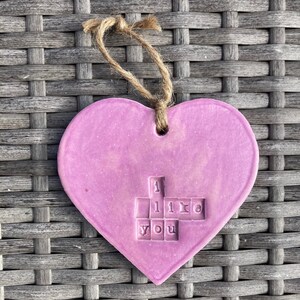 Pottery &quot;I Like You&quot; Heart Ornament