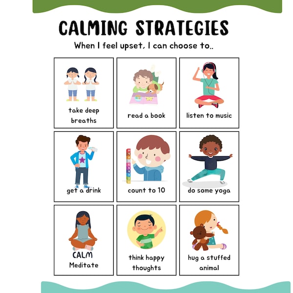 Calming Strategies Poster| Calm Down Corner| Emotions Chart for Kids| Social Emotional Learning Chart