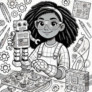 黒人の子供の塗り絵 | 黒人の女の子の塗り絵シート | 黒人の女の子の塗り絵ページ | アフリカ系アメリカ人の塗り絵シート