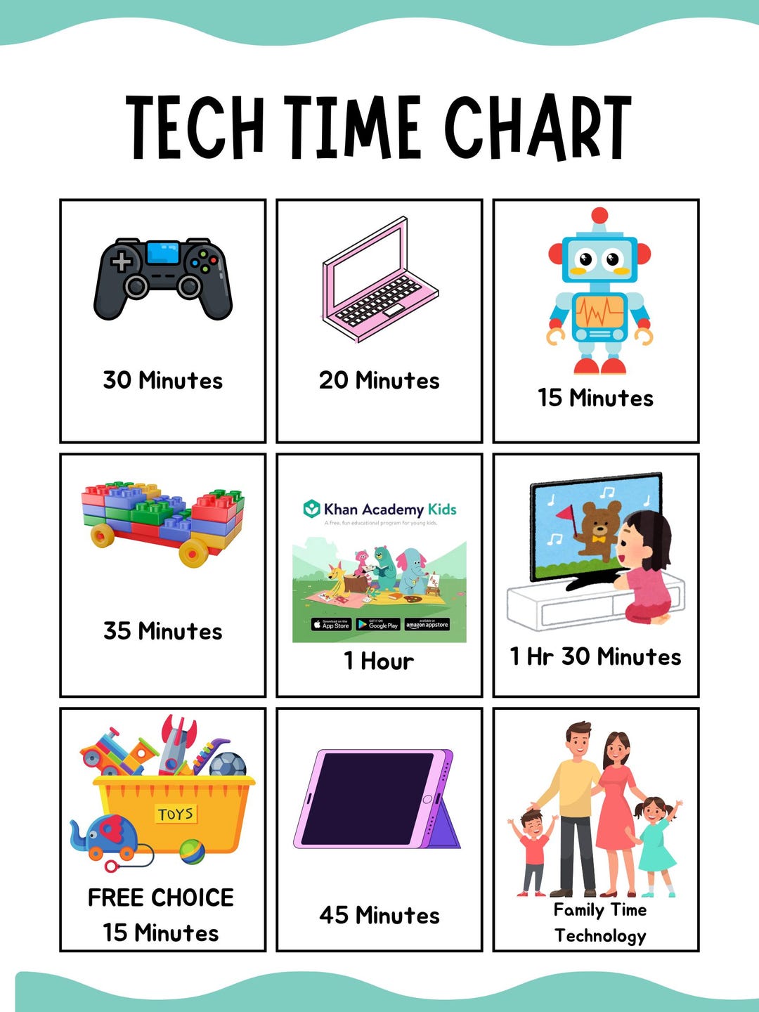 Homeschooling Chart| Time Chart for Kids| Screen Time Routine CHART ...