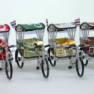 Handmade Miniature Pedal Rickshaw or Man-powered Tricycle Model