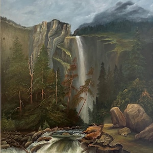 Large Waterfall Oil Painting on Canvas (24x36 inches)