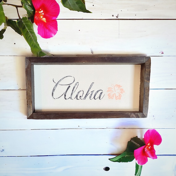 Aloha sign, farmhouse vintage shabby chic, vintage decor, 6x12