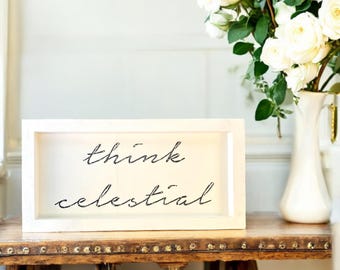 Think celestial sign, farmhouse vintage shabby chic, vintage decor, 6x12