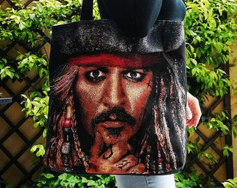 Borsa Pirata, Borsa di stoffa colorata arazzo in gobelin, Regalo per amanti dei Pirati dei Caraibi, Capitan Jack Sparrow Fan.