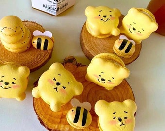 Pooh Bear macarons Template, Bear macarons Template, Bear Character Macarons Template