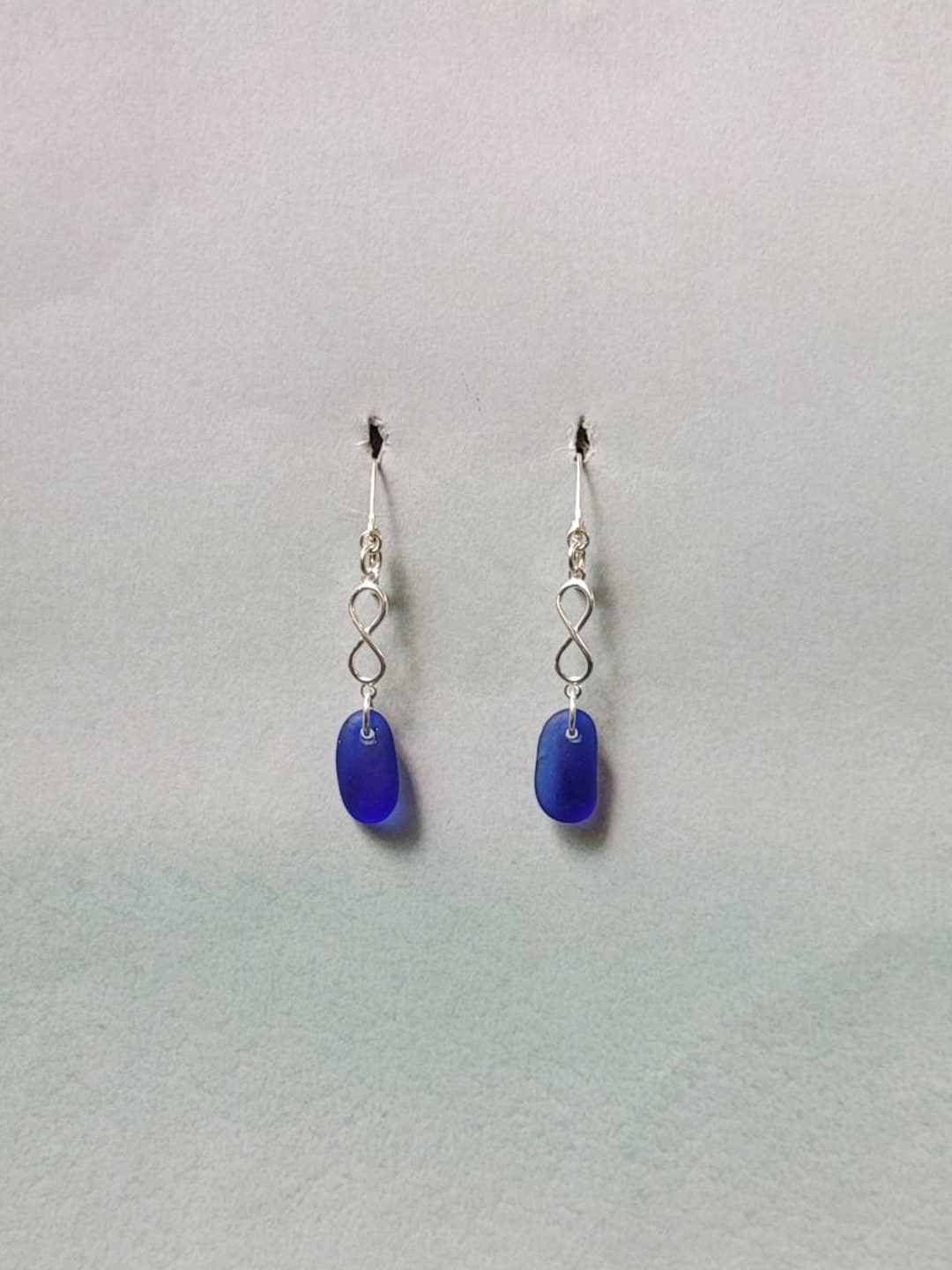 Genuine Cobalt Blue Seaglass & Sterling Silver Infinity - Etsy