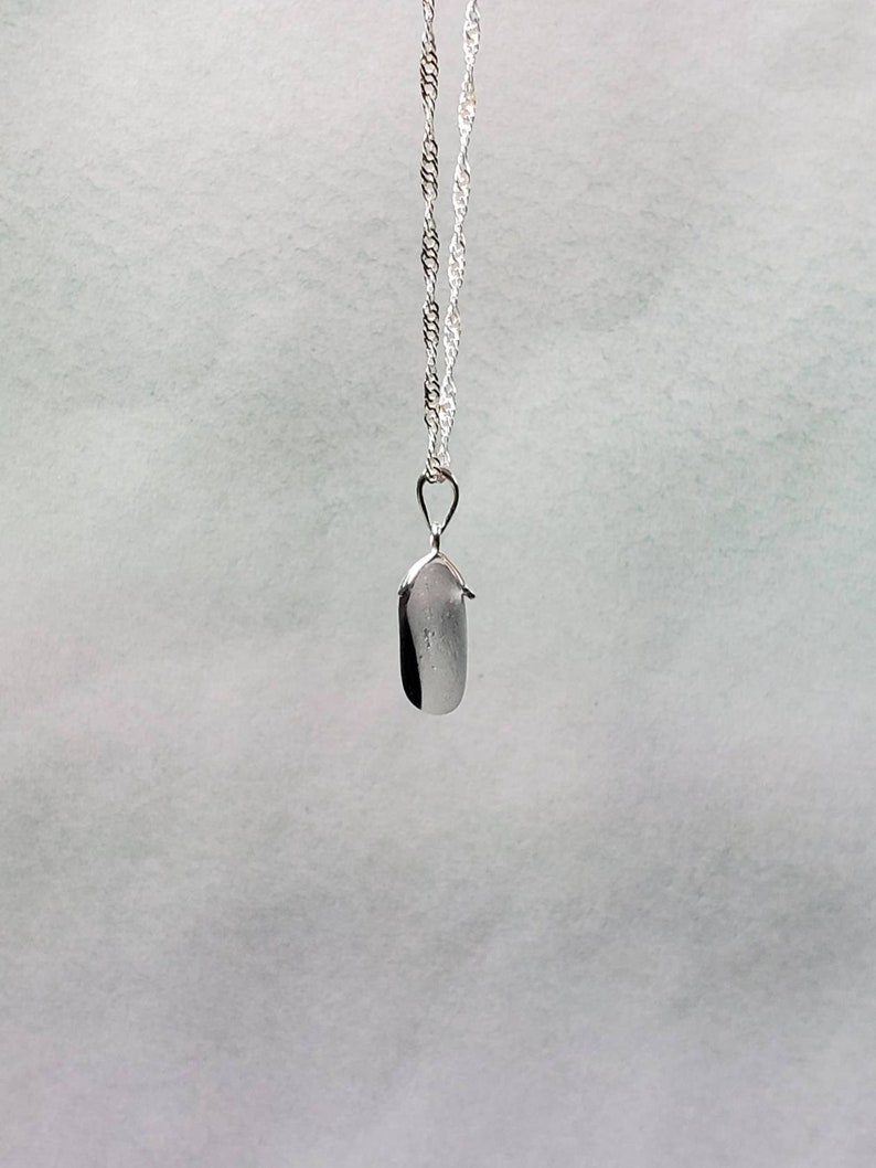 Genuine Blue Seaham Seaglass Heart Pendant & Sterling Silver image 6