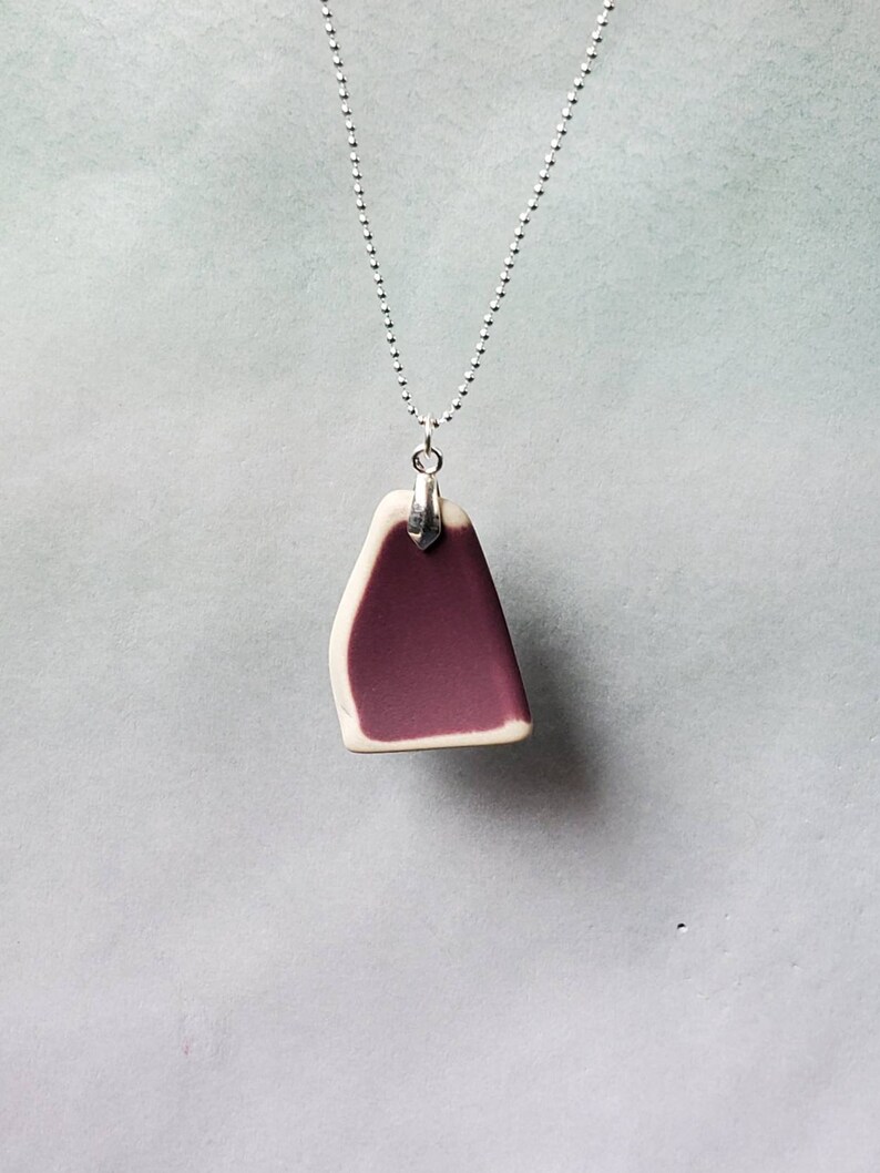 Genuine Purple Sea Pottery Pendant & Sterling Silver Cross image 2