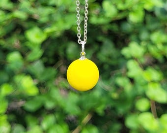 Genuine Opaque Yellow Sea Glass Marble Pendant & Sterling Silver Choker/Yellow Sea Glass Necklace/Yellow Sea Marble/Yellow Sea Glass Jewelry