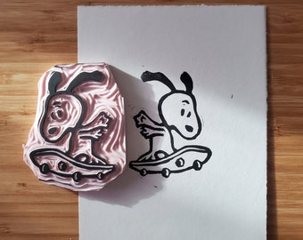 Skater Snoopy Lino Print