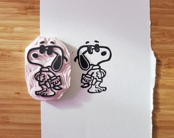 Bookworm Snoopy Lino Print