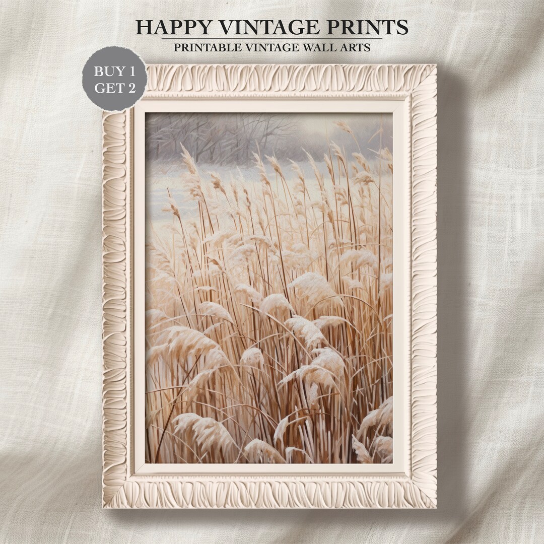 PRINTABLE Seagrass Wall Art Snowy Landscape Print Sea Grass Painting