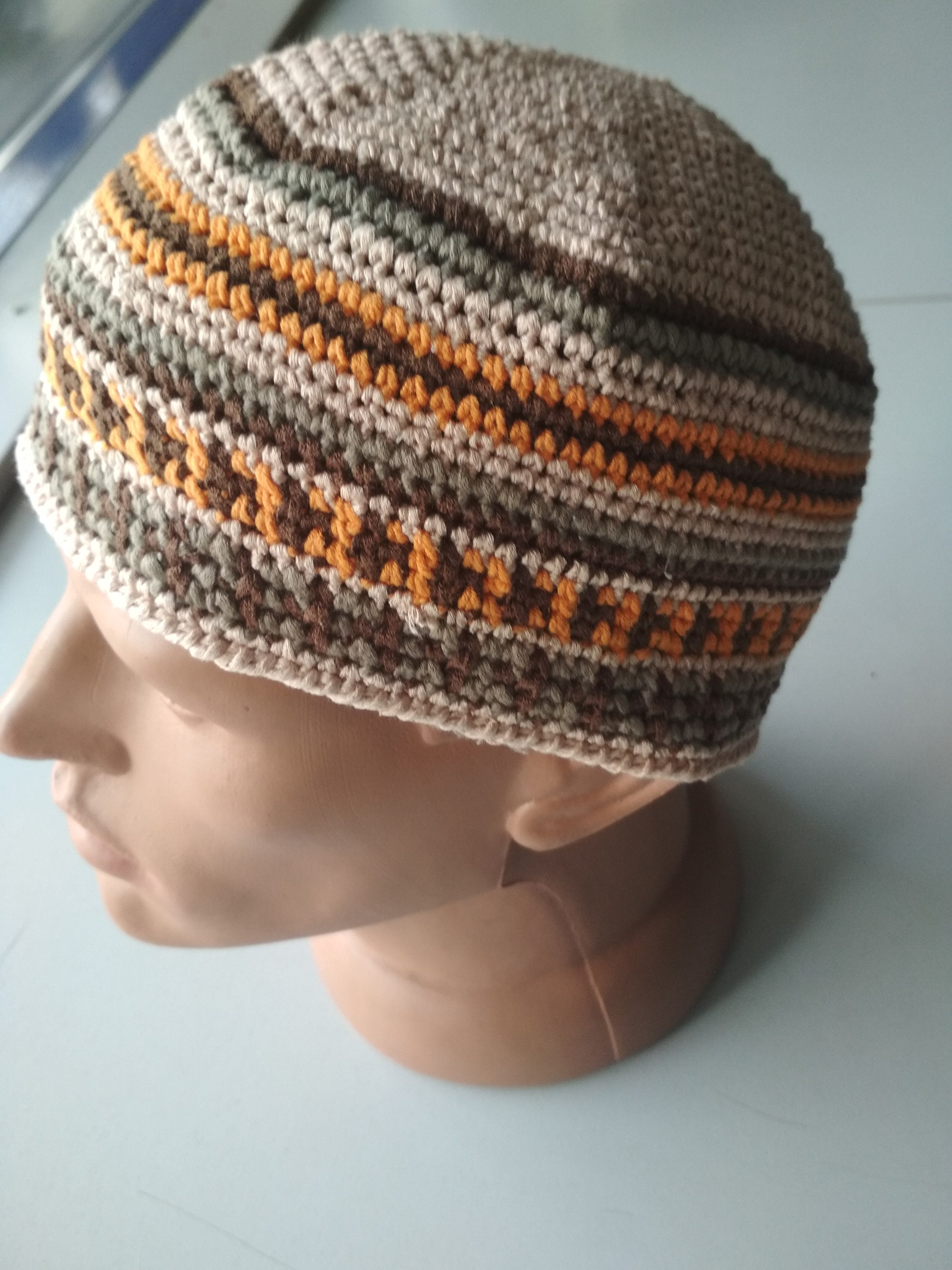 Mens CAP Kufi SUMMER SPRING knitted from multicolored cotton Etsy
