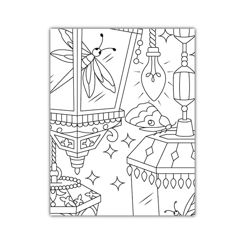 Printable Magical & Mystic Art Coloring Page for Adults | Etsy