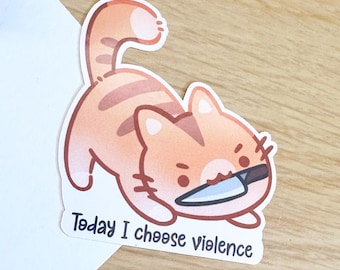 Lustiger Katzenaufkleber | Heute wähle ich Chaos | Niedliche Die Cut Aufkleber für Laptop, Journal & Wasserflasche