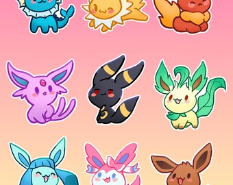 Evoli-Aufkleber (9-teiliges Set) Wasserdichte Vinyl-Abziehbilder