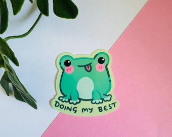 Derpy Frosch-Vinyl-Aufkleber | Motivierendes Briefpapier, Laptop Aufkleber