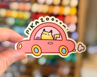 Pikazoom Pikachu Driving Zooming Car Video Gamer Vinyl Sticker