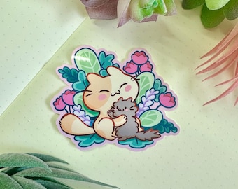 Muttertag Katzen kuscheln Mama Baby Geschenk Vinyl Aufkleber