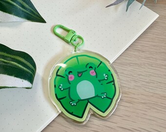 Happy Lillypad Frog Keychain Bag Charm