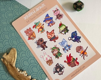 Mini DnD RPG Fantasy Creature Stickers | Chibi Animals for Journals (6in x 4in)