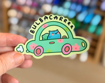 Bulbacarrrr Bulbasaur Driving A Car Video Gamer Vinyl Sticker