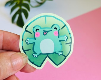 Frosch-Vinyl-Aufkleber | Lillypad Entspannung Motivation