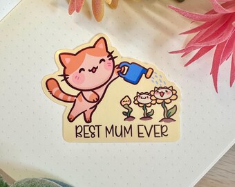 Katzen gießen Blumen Aufkleber - Mumma Cat Vinyl Aufkleber (wasserfest)