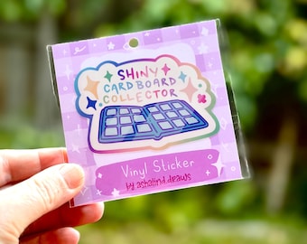 Glänzender Karton mit Sammelkarten und Binder Vinyl Sticker