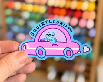 Squirtledrift Squirtle Driving A Car Video Gamer Vinyl Sticker