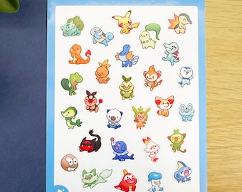 Mini Videospiel Kreatur Sticker Blatt | Chibi Monster Aufkleber für Journals & Planer | Bunte Kawaii Aufkleber