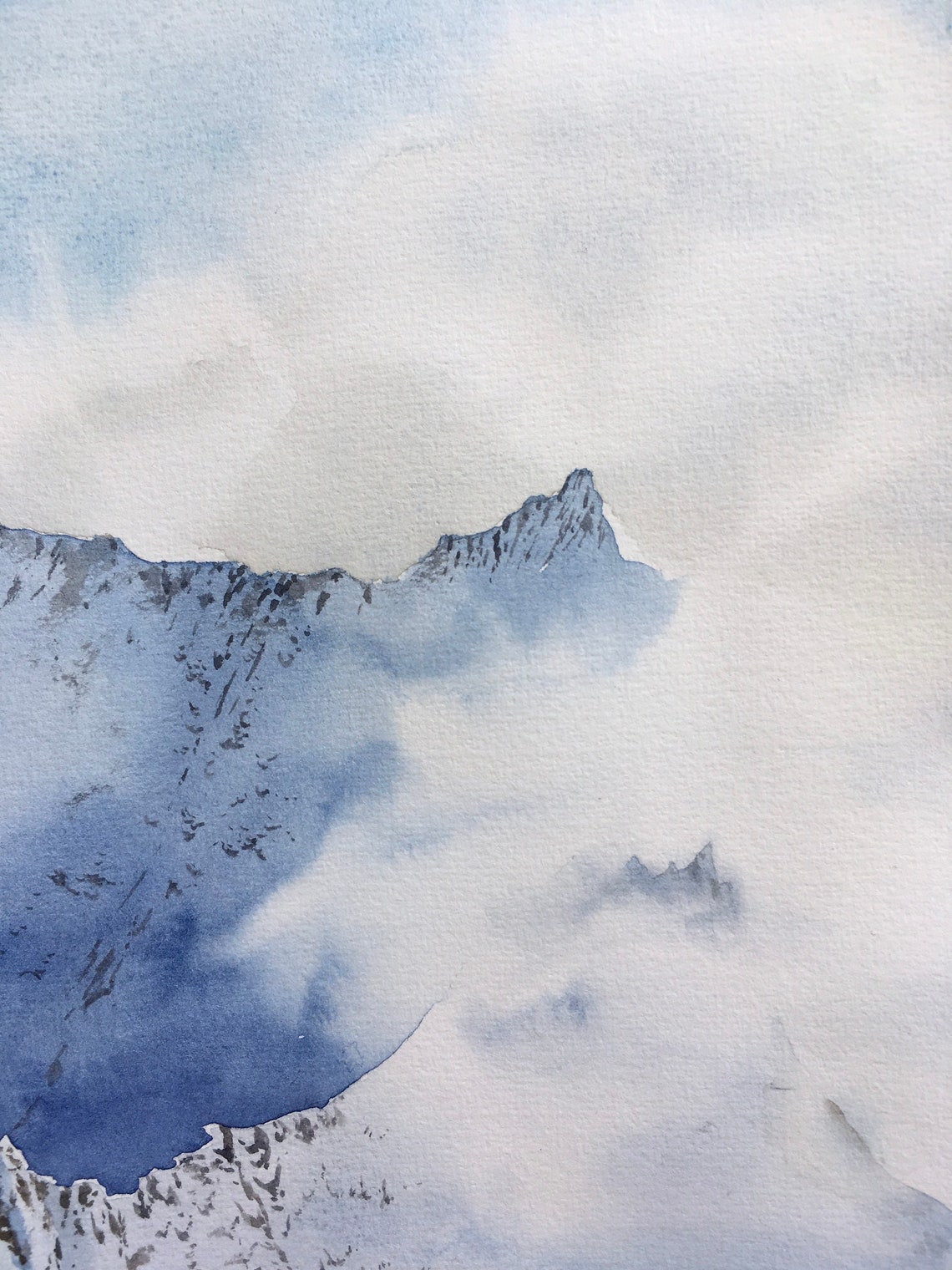 Peinture aquarelle de paysage Art mural de montagne | Etsy
