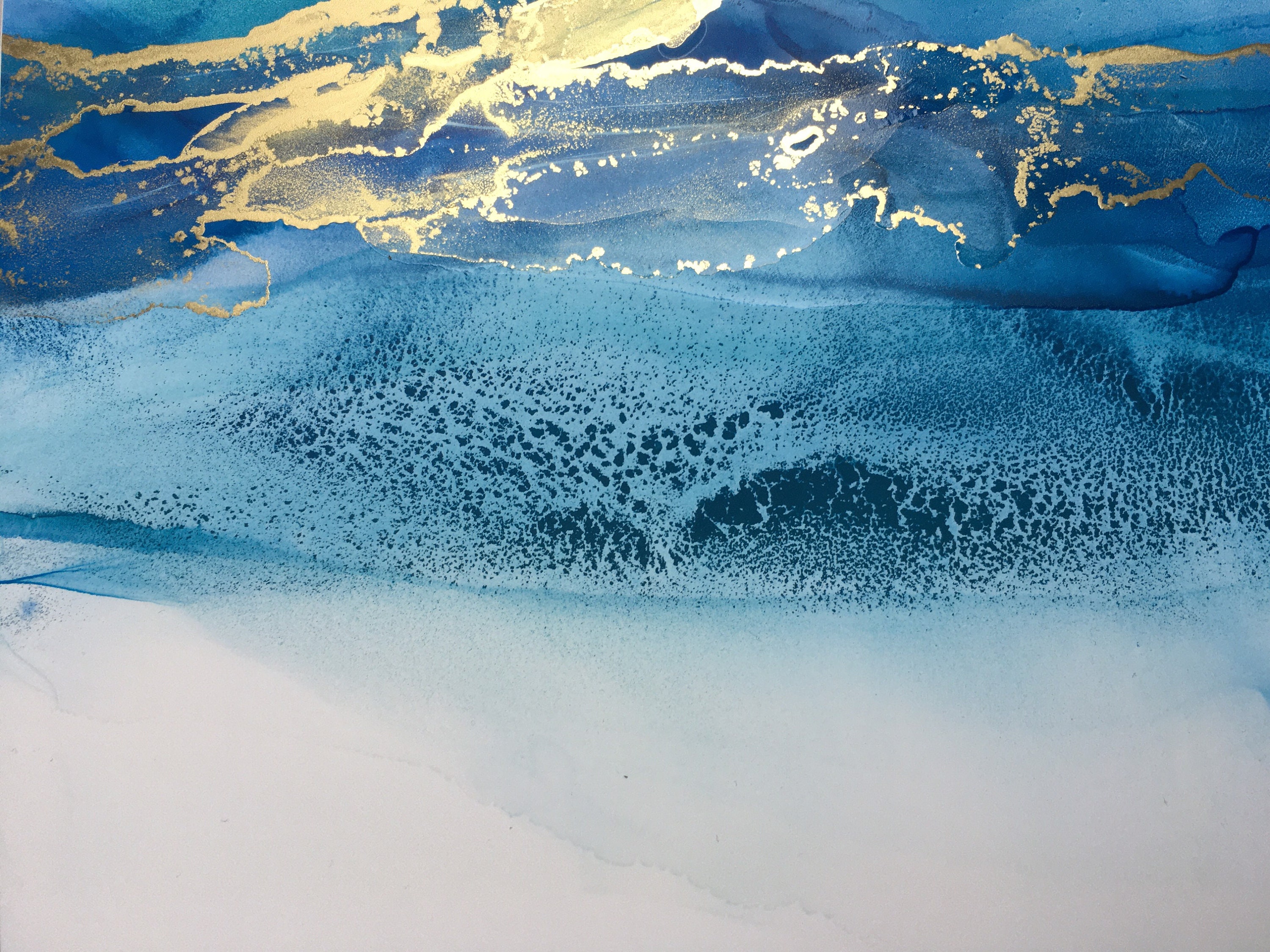 Abstract Beach Wall Art Blue Painting 8.3 by 11.7 Inches Etsy