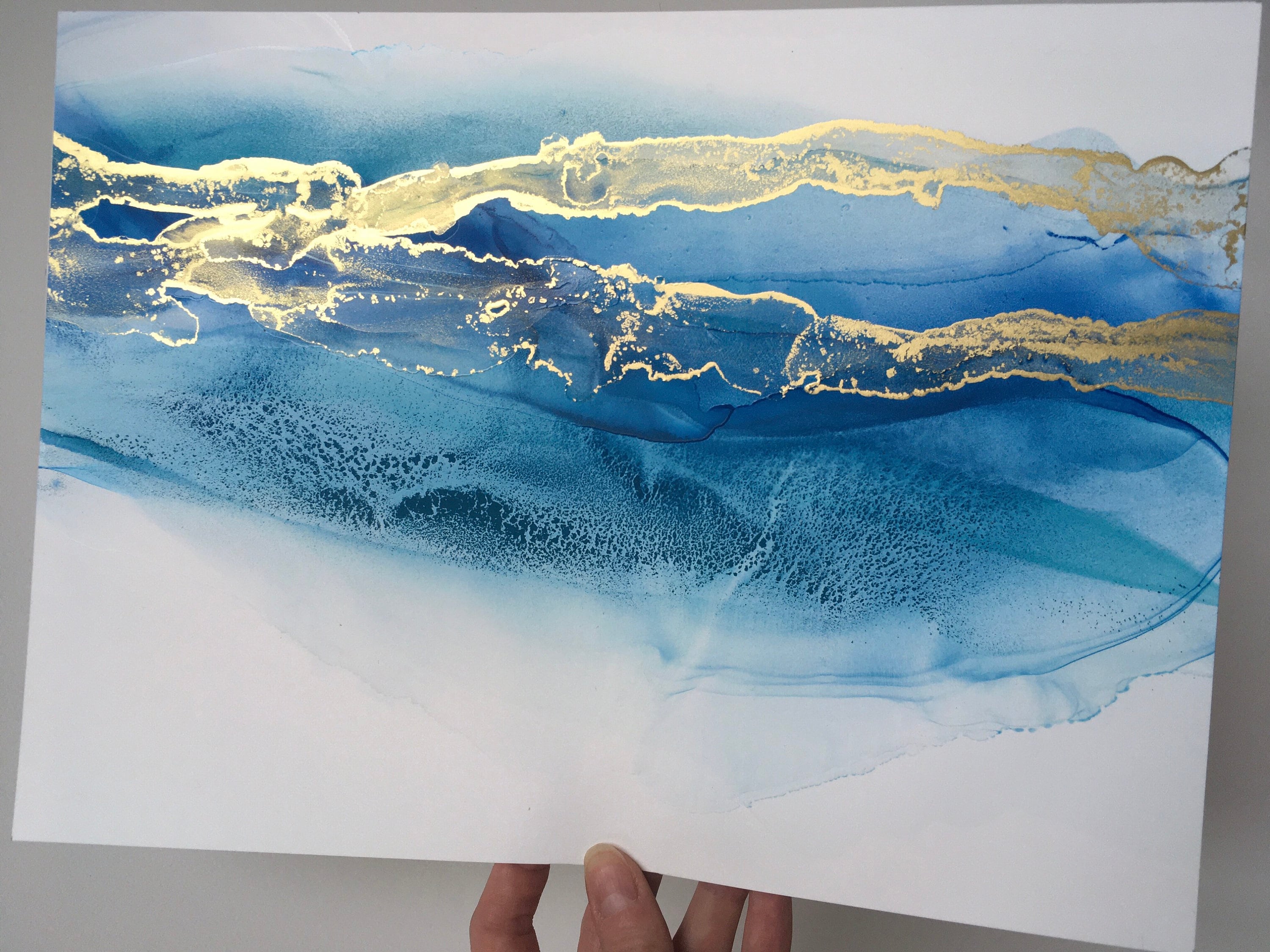 Abstract Beach Wall Art Blue Painting 8.3 by 11.7 Inches Etsy