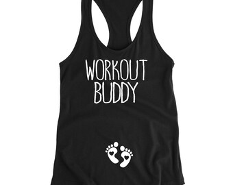 Pregnancy Announcement Shirt Pregnancy Workout Tank Pregnant Tank Pregnancy Gift Gym Buddy Tank Top Maternity Workout Tank