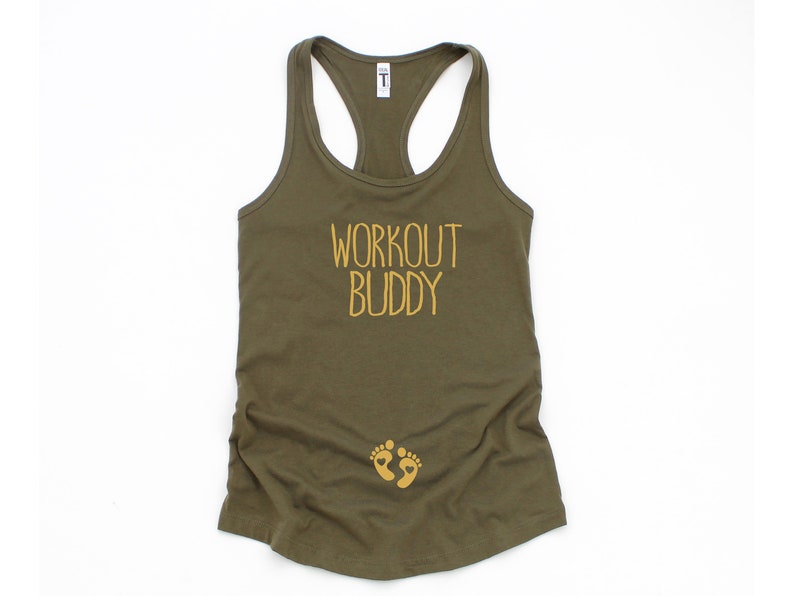 Pregnancy gift Pregnancy Workout Tank Pregnancy Announcement Pregnant Workout Tank Maternity Workout Tank Workout Buddy Tank