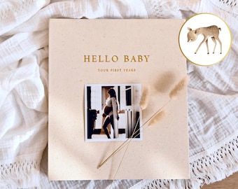 Unisex Woodland Baby Memory Book - Photo Keepsake to Record Milestones & Firsts Gender Neutral