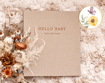 Peachly Floral Baby Memory Book (CA) - Photo Keepsake to Record Milestones & Firsts for Baby Girl