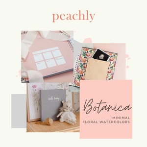 Peachly Baby Memory Book Photo Keepsake to Record Milestones & Firsts For Girls Boys Unisex Grey or Natural Linen image 8