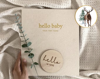 Peachly Unisex Baby Memory Book (USA) - Photo Keepsake to Record Milestones & Firsts Gender Neutral