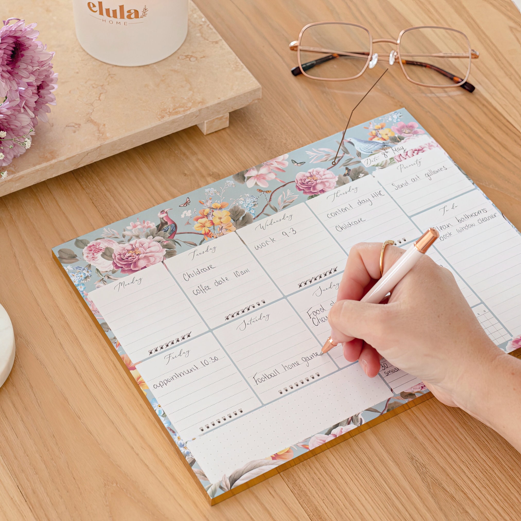 Peachly Desktop Weekly Planner Notepad (US)- 52 Undated Tear-off Pages ...