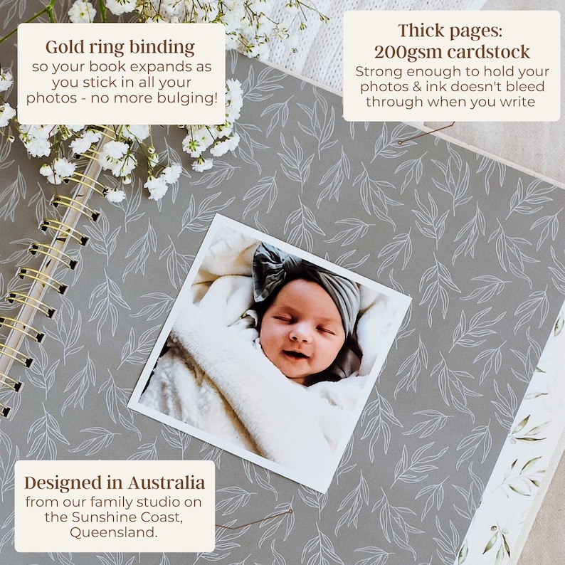 Unisex Baby Memory Book Photo Keepsake to Record Milestones & Firsts Gender Neutral Bild 3