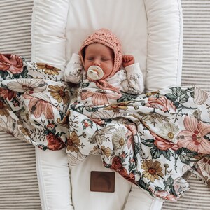 Floral Baby Muslin Receiving Blanket Bamboo Cotton Swaddle Wrap for Girls - Perfect Baby Shower Gift