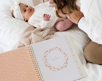Peachly Baby Memory Book (USA) - Baby Book Photo Keepsake to Record Milestones & Firsts for Baby Girl