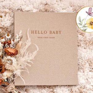 Peachly Floral Baby Memory Book (USA) - Photo Keepsake to Record Milestones & Firsts for Baby Girl