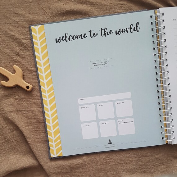 Photo Keepsake to Record Milestones /& Firsts Unisex Baby Memory Book