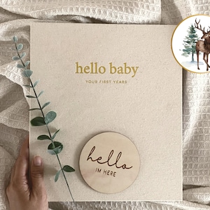 Peachly Unisex Baby Memory Book (CA) - Photo Keepsake to Record Milestones & Firsts Gender Neutral