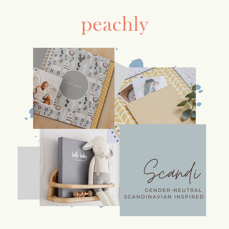 Peachly Baby Memory Book Photo Keepsake to Record Milestones & Firsts For Girls Boys Unisex Grey or Natural Linen image 6