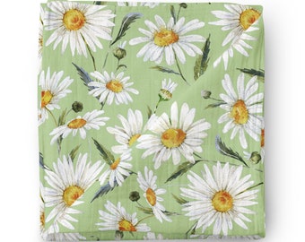 Floral Daisy Baby Muslin Receiving Blanket Bamboo Cotton Swaddle Wrap for Girls - Perfect Baby Shower Gift